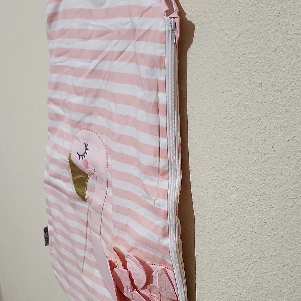 Pink and White Striped Sleeveless Sleep Sack with FLAMINGO - Picture 6 of 8